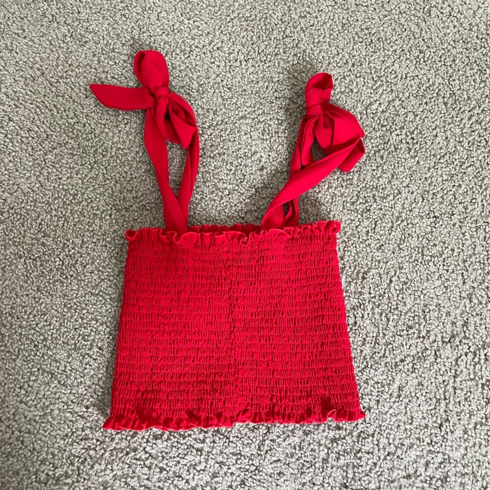 Red Cropped Nice Shirt